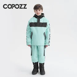 COPOZZ Thicken Winter Ski Suit For Kids Children Waterproof Warm Ski Jacket Ski Pants Windproof Snowboard Hooded Ski Wear Boys