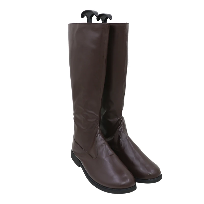 أحذية Megami Tensei 5 Shohei Yakumo التأثيرية باللون البني الداكن مصنوعة يدويًا من الجلد الصناعي