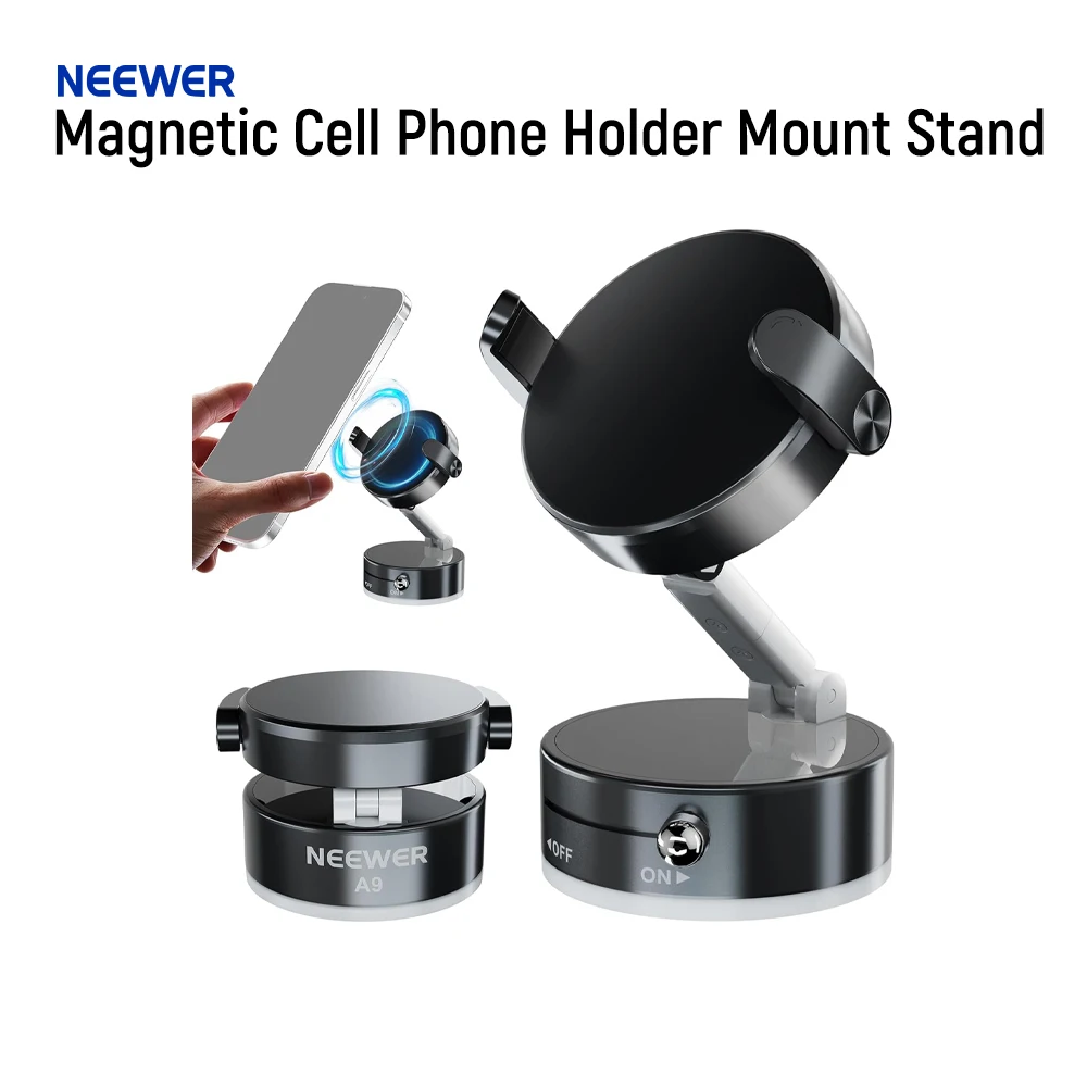 

NEEWER Магнитный держатель для сотового телефона, подставка с вакуумной присоской для вашего автомобиля, лобовое стекло, тренажерный зал для MagSafe iPhone