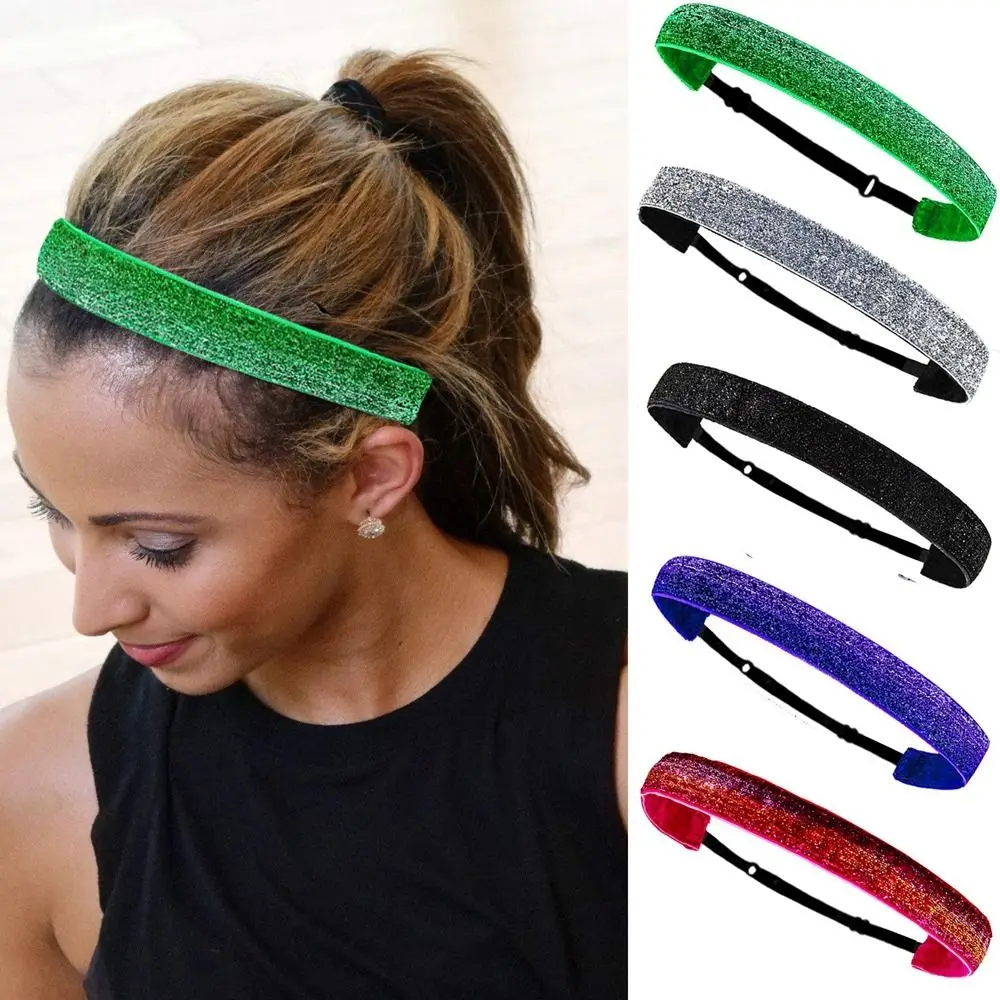 

New Sparkly Glitter Hair Bands Non-Slip Elastic Sparkly Headbands Universal Hair Accessories Sport Head Wrap Men Women