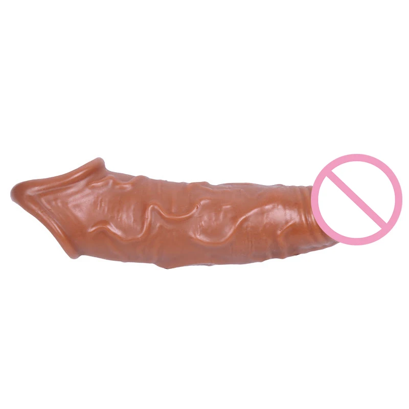 S/L Size Penis Extension Sleeve Reusable Condoms Soft Delayed Ejaculation Penis Extender Dick Sleeve Adult Sex Toys For Men