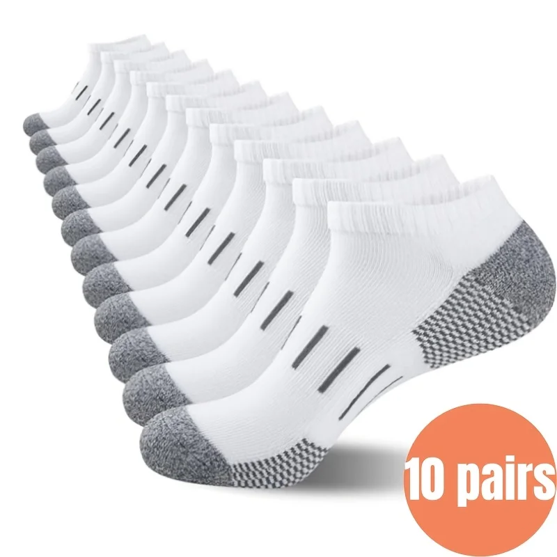10 Pairs Men's Ankle Socks Heel Breathable Sport Short Sock Thin Casual Low Cut Sock for Running Gym Daily Wear