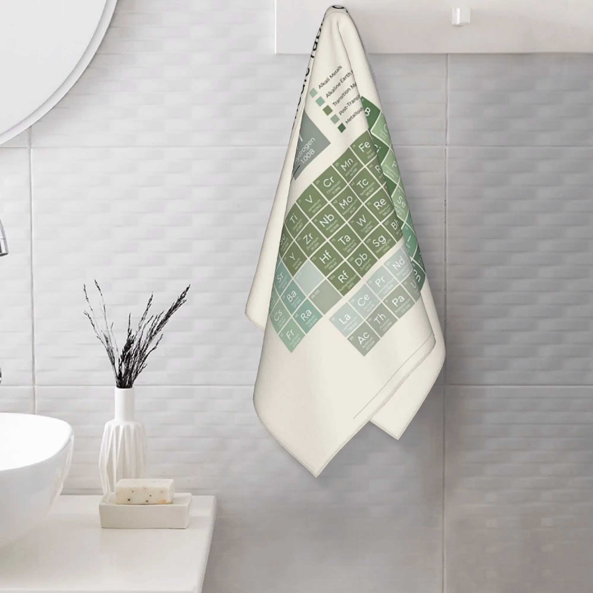 Custom The Periodic Table of the Elements  Evergreen on Sand Soft Face Towel Quick Dry Pool Bath Cotton Towels Breathable