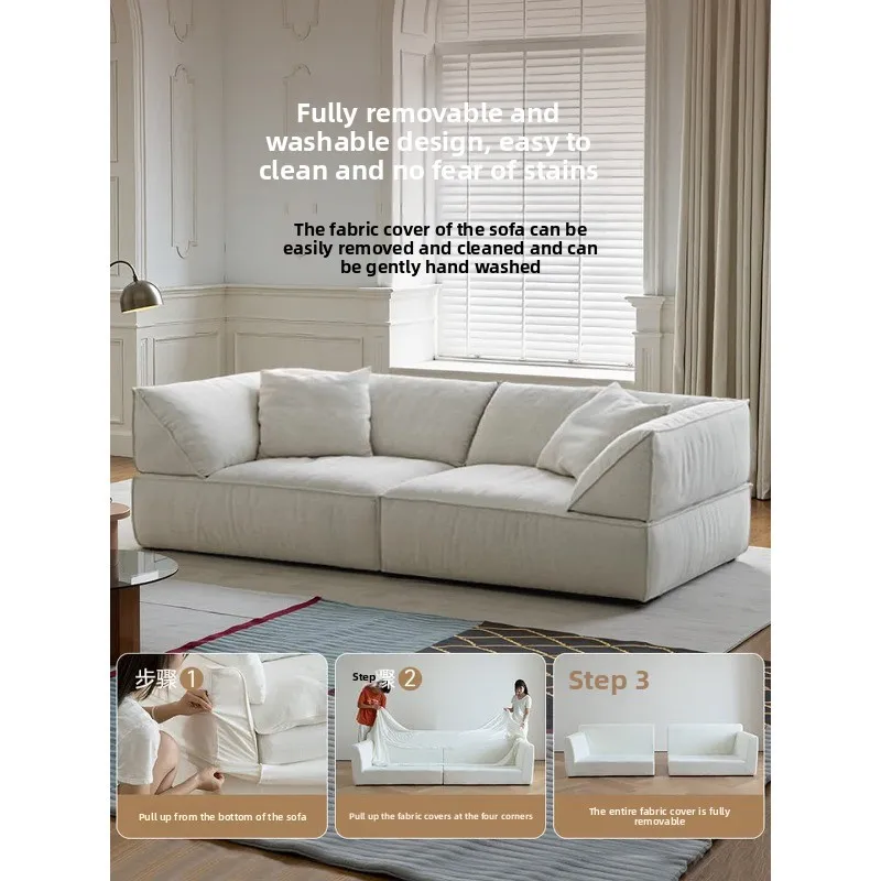 Chenier fleece fully removable and washable adjustable straight-row fabric sofa, sofa