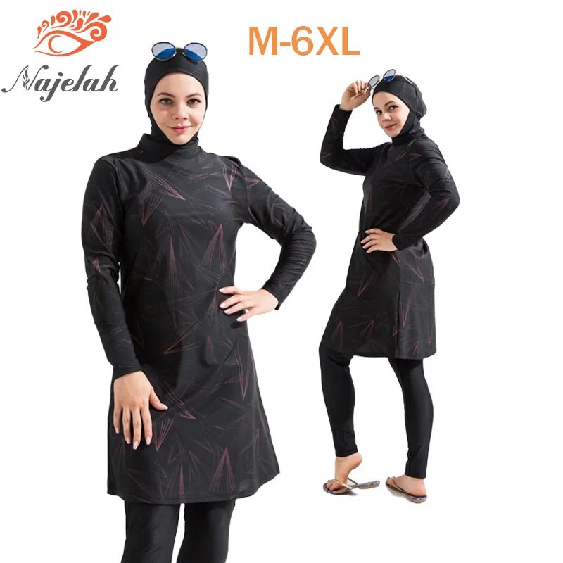 Burkini maillots de bains musulmans maillot bain femme hijab femme musulman Burkini – cache maillot noir pour femmes, 3 pièces, Hijab, manches