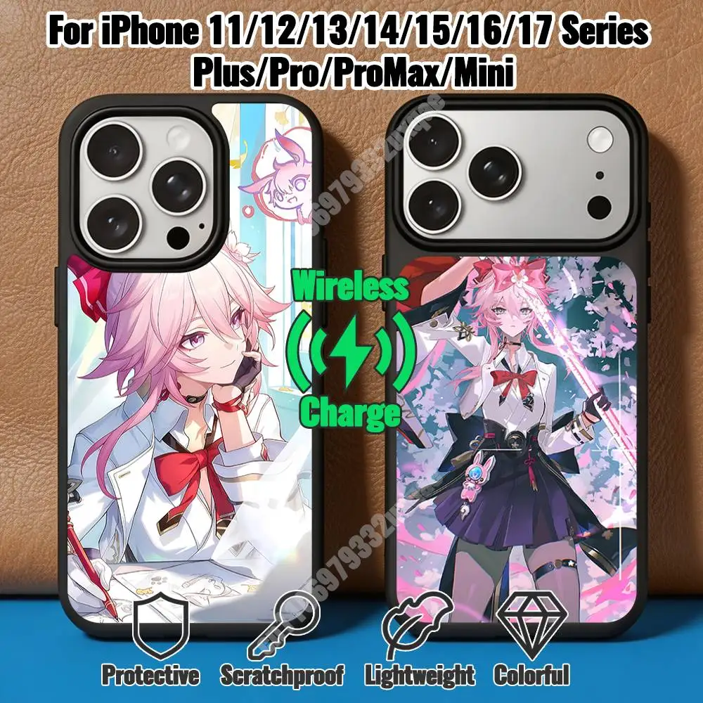 Honkai Star Rail Evanescia Magnetic Charge Case for iPhone 17 16 15 14 13 12 11 Pro Plus Max Mini Wireless Cover