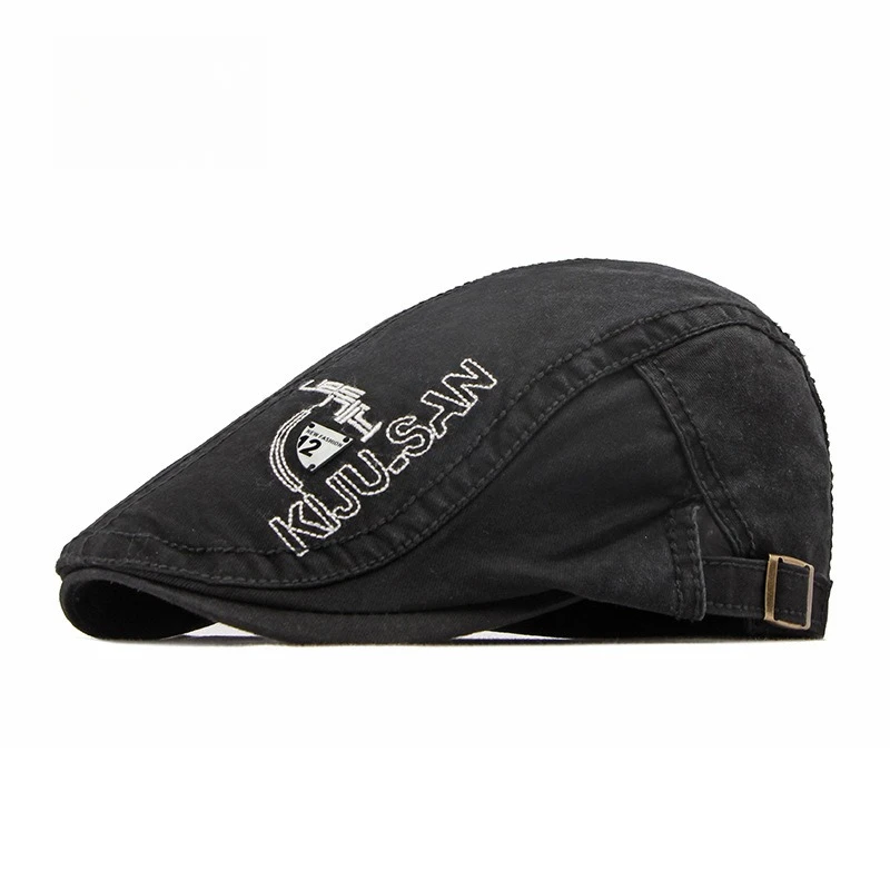 Vintage Washed Cap Letter Embroidery Ivy Newsboy Hat Adjustable Metal Buckle Casual Sun Hat For Driving Outdoor Daily Streetwear