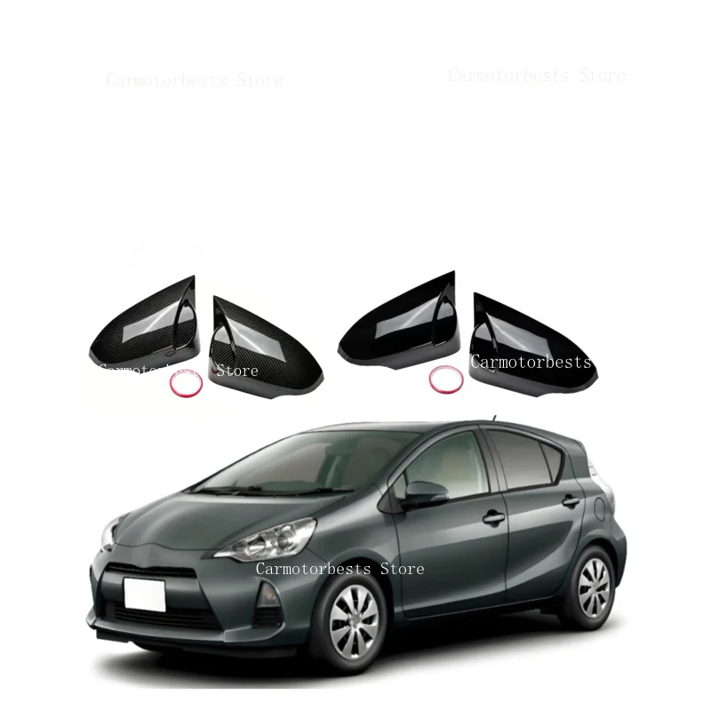 Car  Rearview Mirror Cover Fit For  Toyota Aqua P10 2011 2012 2013 2014 2015 2016   Wing Cap Rear View Case Trim Carbon Fiber