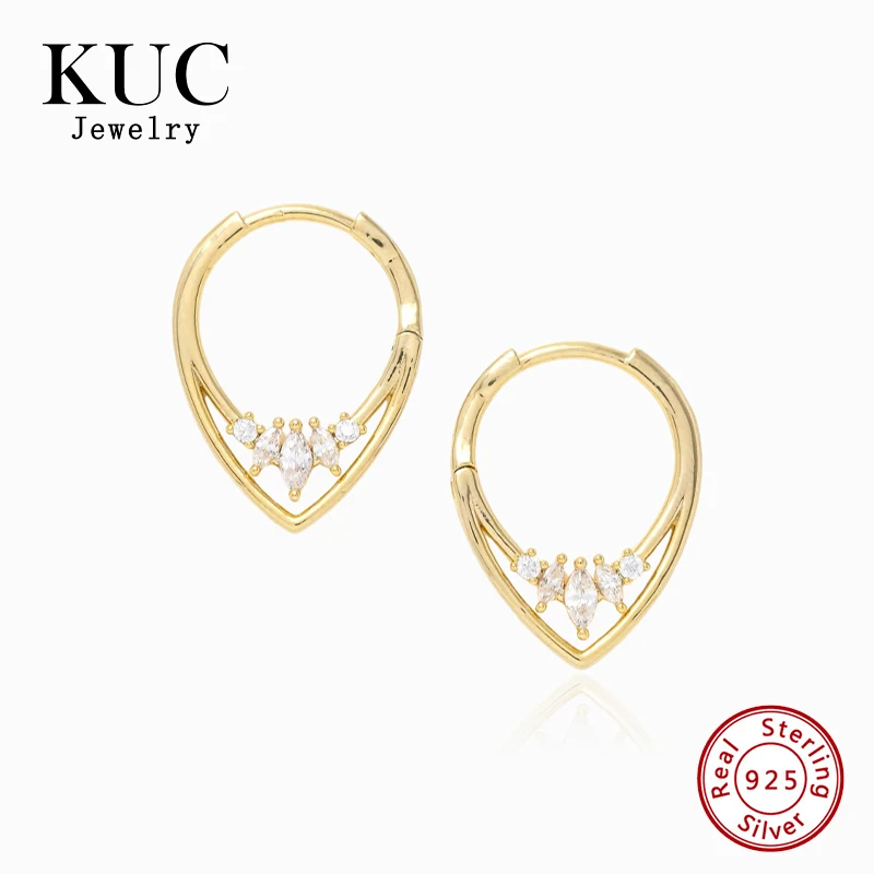 Korean Minimalist Fashion Designer 925 Sterling Silver Hollow Out Zircon Earring Fine Jewelry Hoop Earrings
