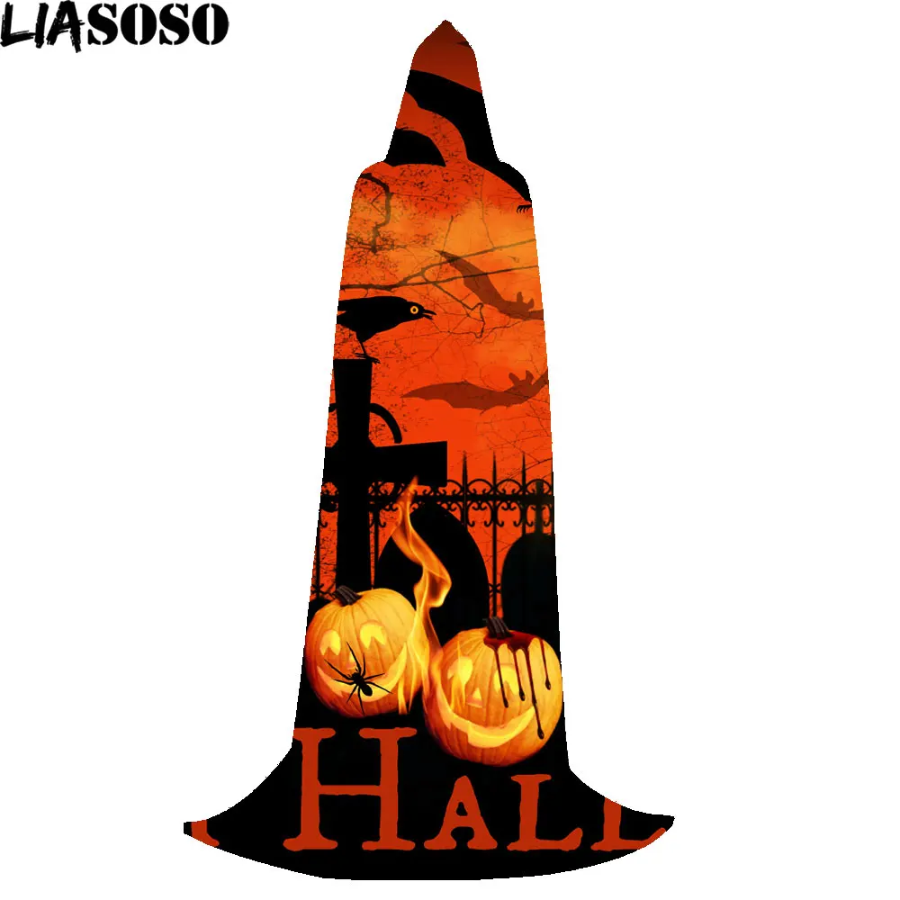 LIASOSO-capa de vampiro con cuello levantado para hombre y mujer, gorro Reversible para Horror, disfraz de Halloween, fiesta temática de calabaza, Cosplay