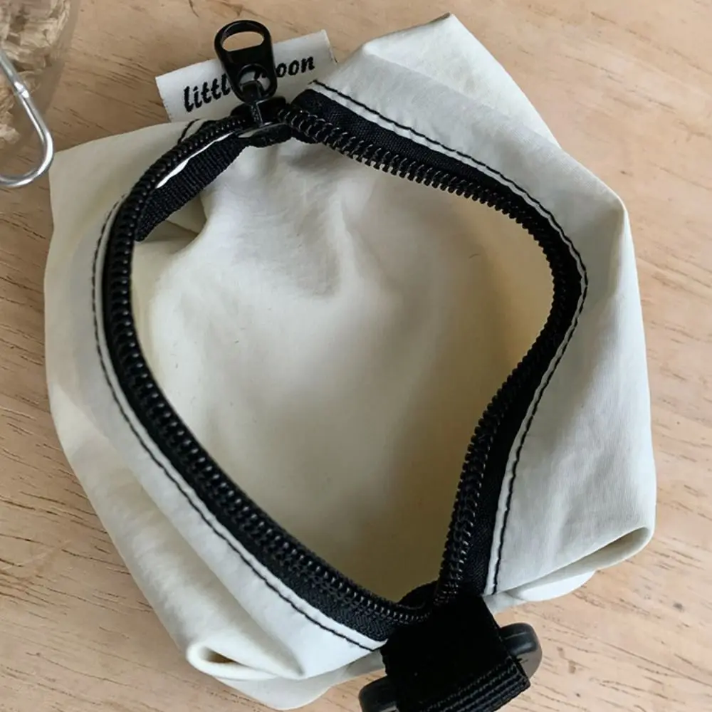 Portable Nylon Cloth Coin Purse Solid Color Korean Style Zipper Small Item Bag Large Capacity Lightweight Cosmetic Bag Travel