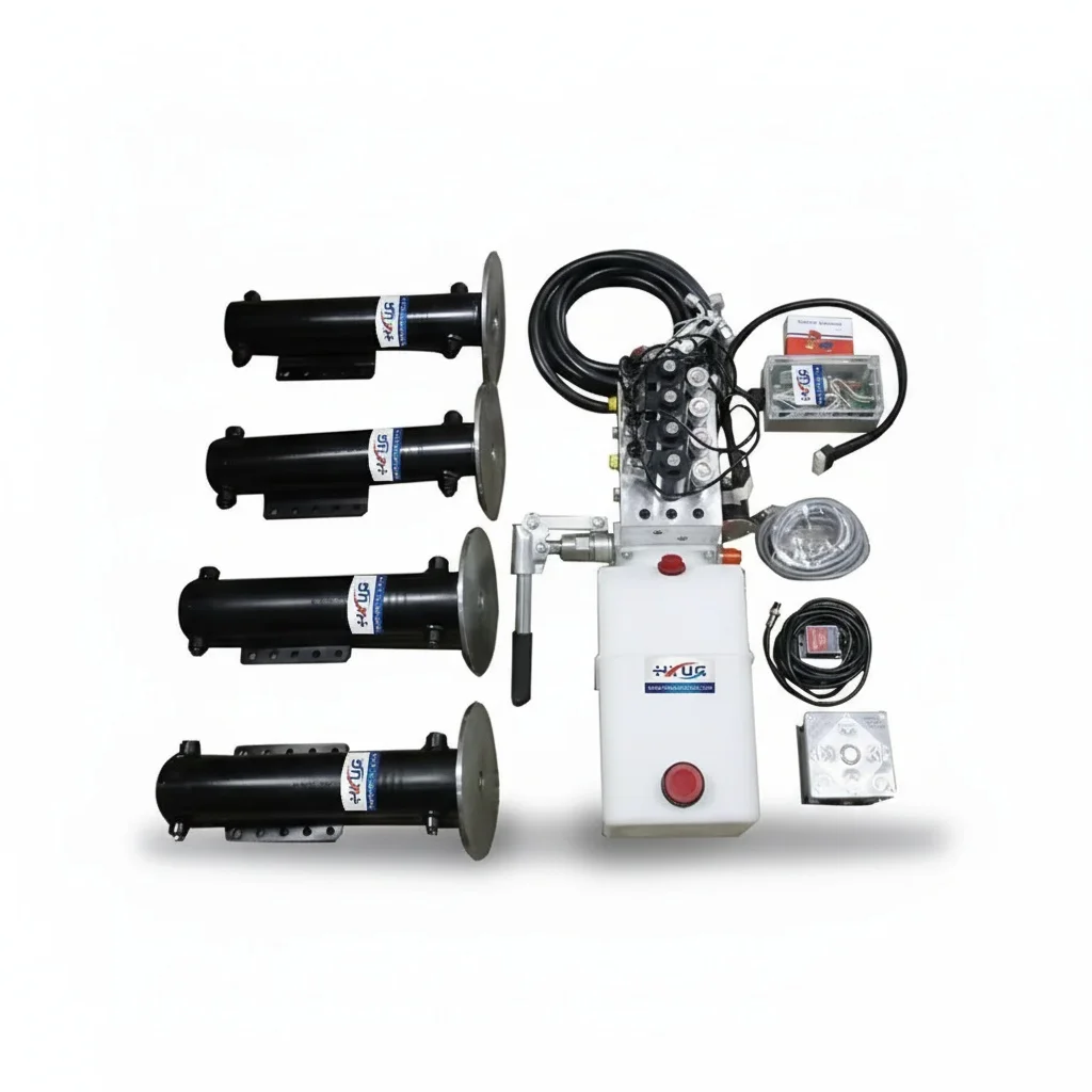 12V Hydraulic Power Unit, Heavy Duty Steel Hydraulic Cylinder,Wireless Remote Control with Auto Level System forRV Caravan,100kg
