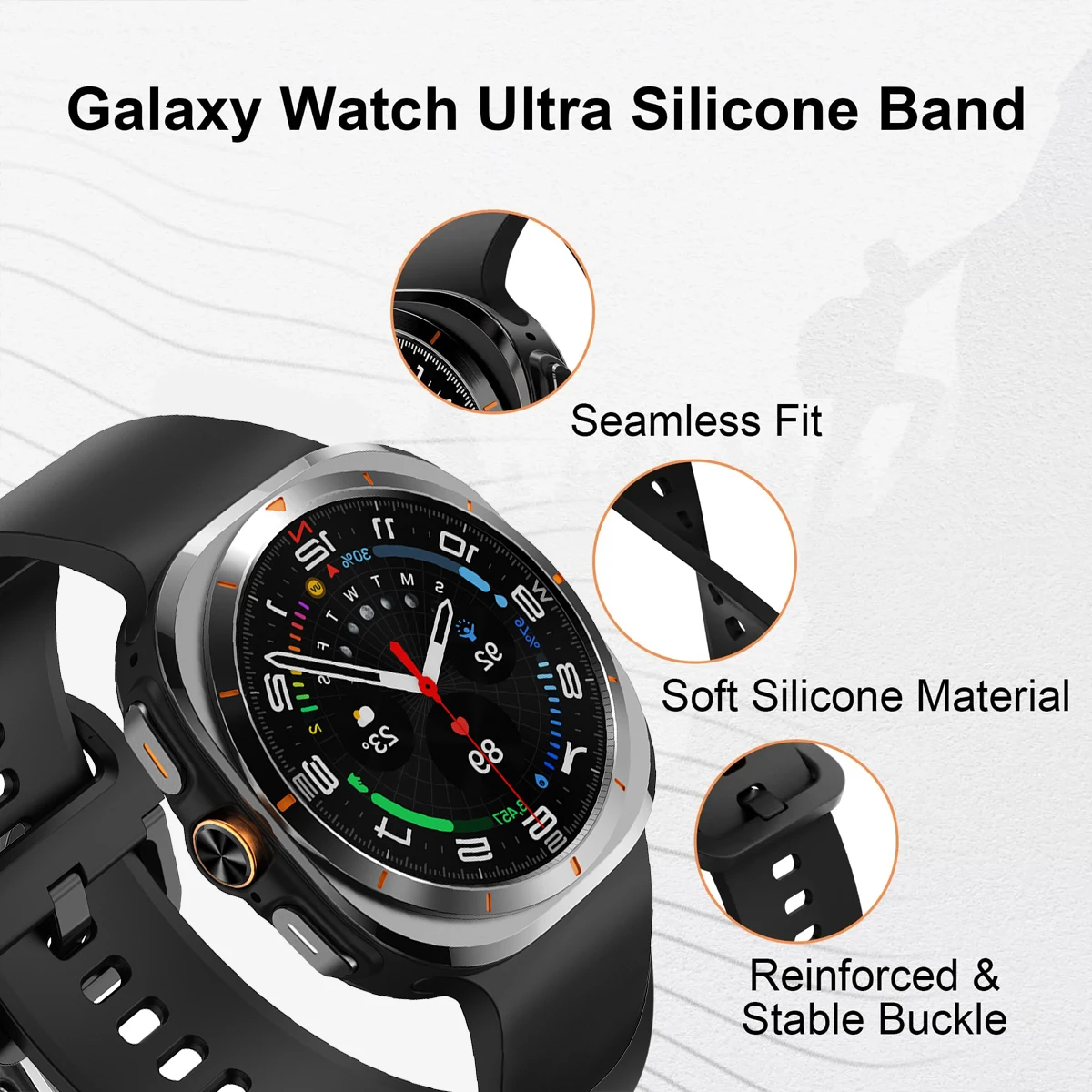Silicone Band For Samsung Galaxy Watch Ultra 47mm Accessories Sport Bracelet correa Galaxy Watch 7 Ultra 47 mm Original Strap