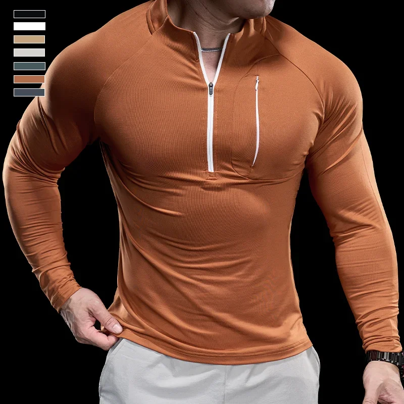 Gym Fitness Quick Dry Shirt Men Running Sport Long Sleeves T-shirt Trackwear Tee Tops Autumn Male Bodybuilding Training Clothing