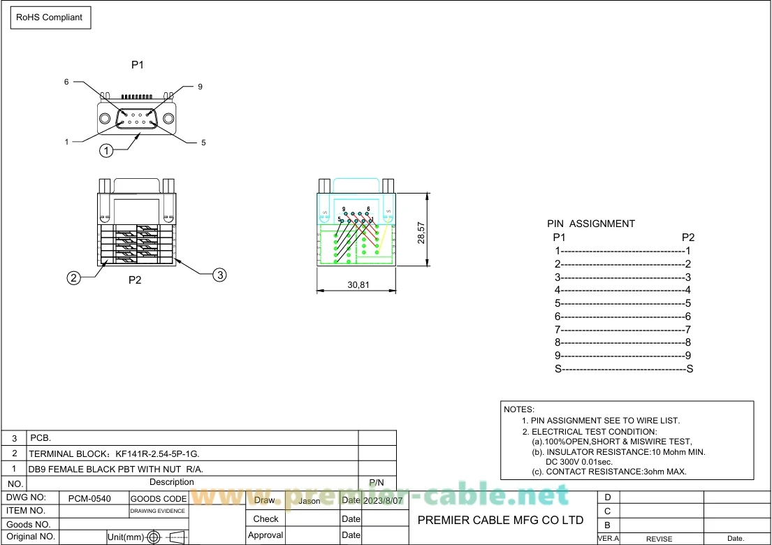 DB9-Buchse, lötfreier Anschlussblock, D-Sub 9-Pin zu Schnellverdrahtungs-Federpress-Crimp-Breakout-Board-Adapter – Detail 1