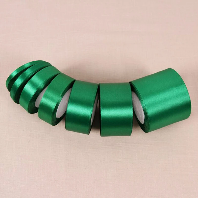 New 6mm-75mm 25 Yards Handmade Green Silk Satin Ribbon for Bow Craft Wedding Party Decoration DIY Supplies Packaging Accessories