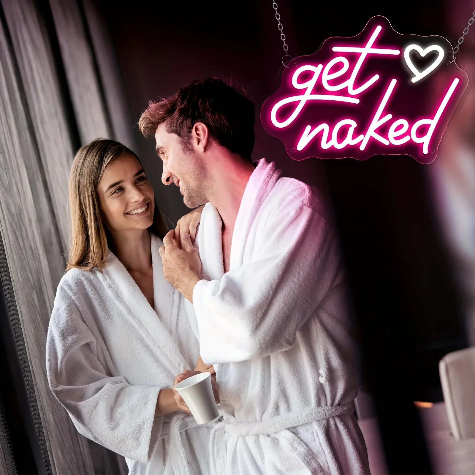 Get Naked Neon Sign LED Wall Decoration Sign USB Powered Neon Lights For Bathroom Room Decoration Valentine\'s Day Couple Gift