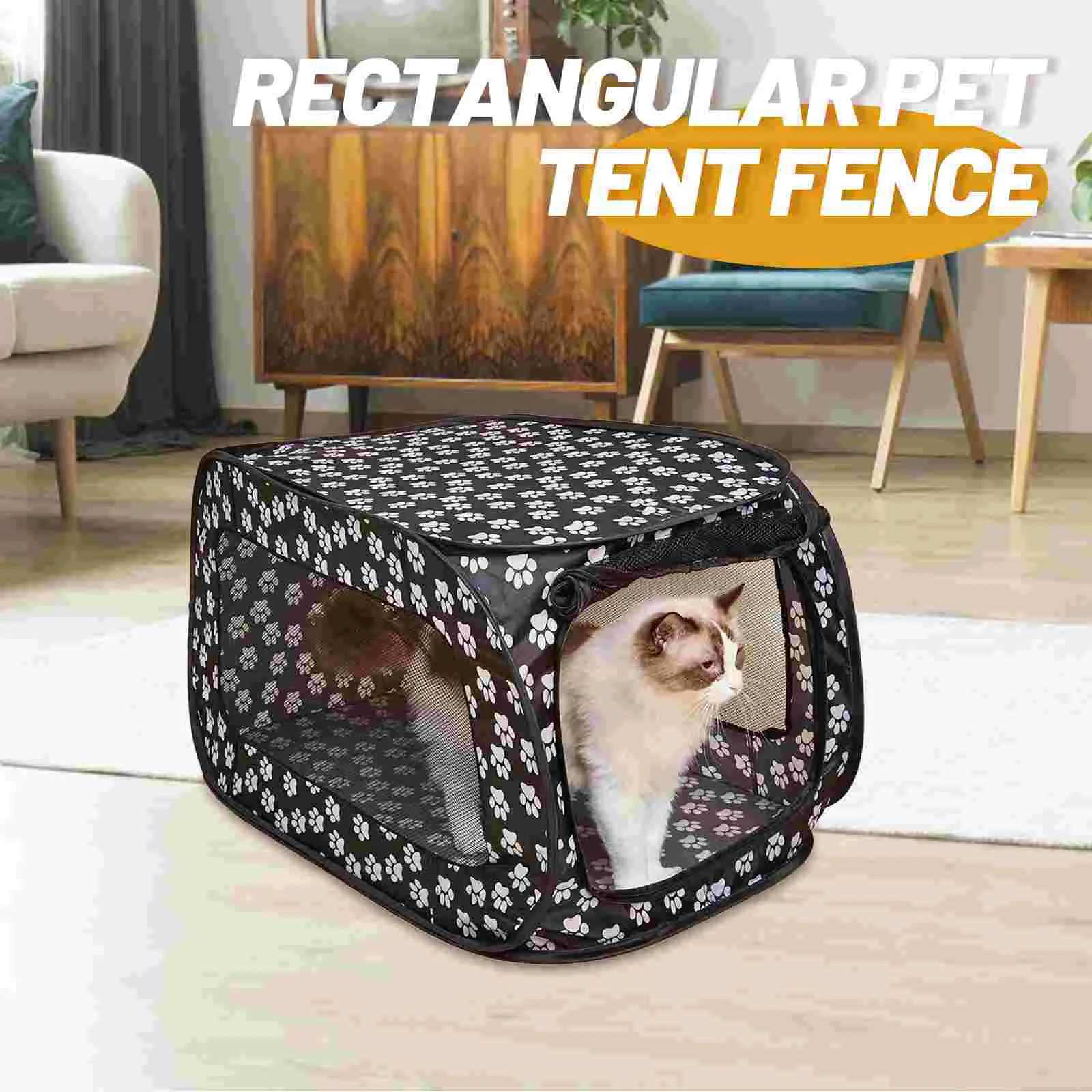 600D Oxford Cloth Portable Pet Tent Foldable Dog House Cage Cat Sleeping Bed Puppy Kennel (Grey)