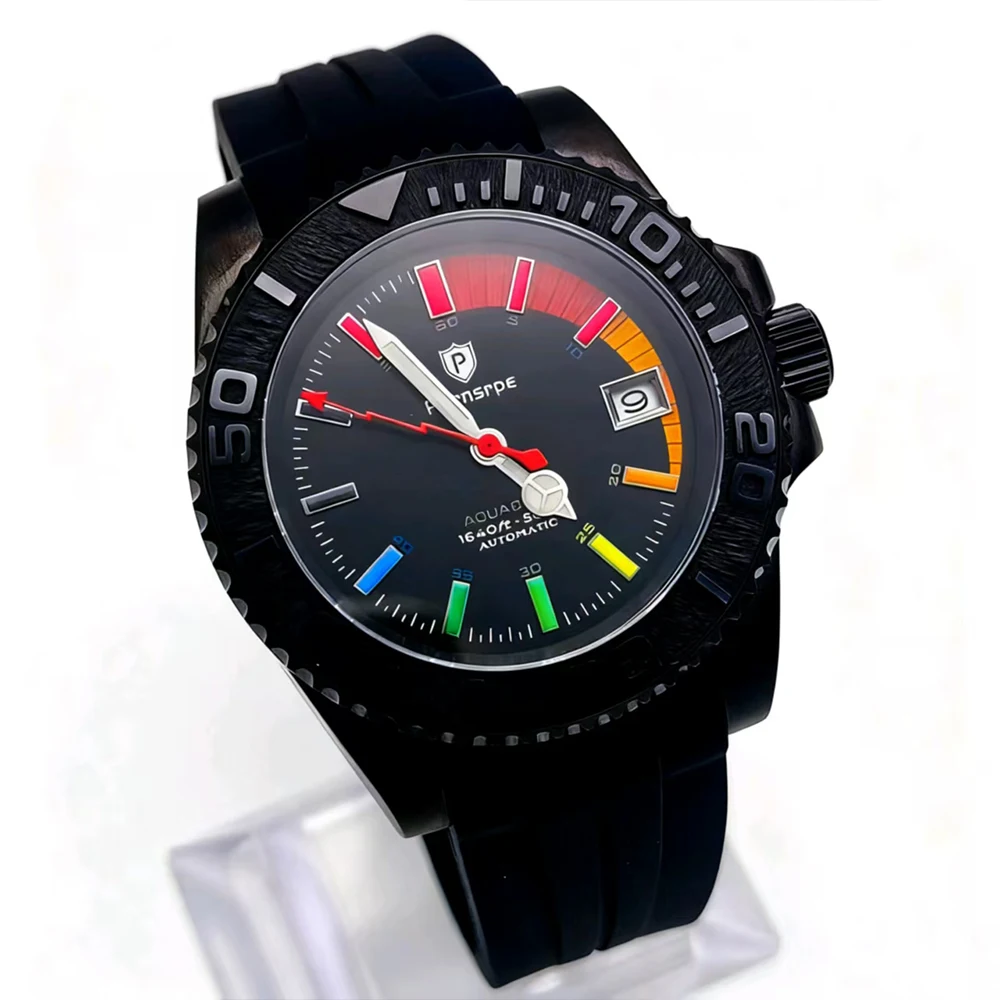 40mmMen's Mechanical Watches NH35 Automatic Watch Sapphire Stainless Steel Waterproof Reloj Hombre Rubber strap