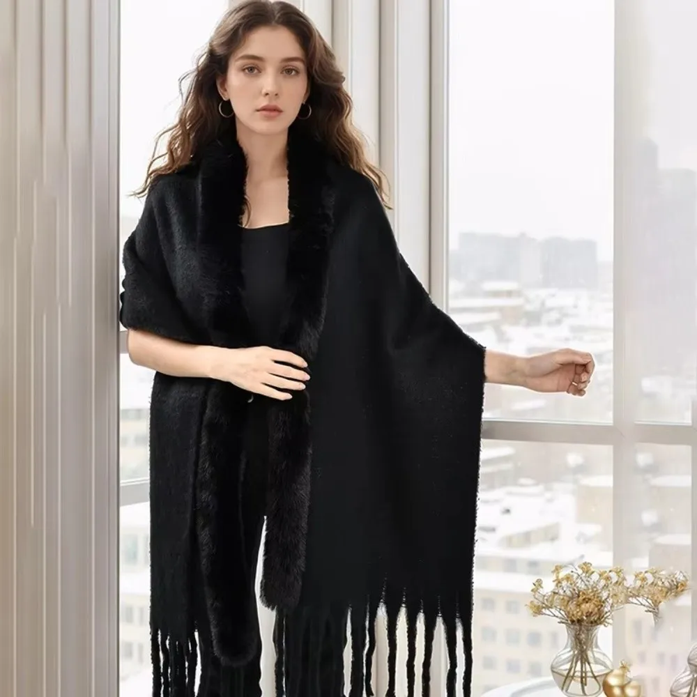 

Модный роскошный плащ, шаль, теплое пальто, шаль из искусственной шерсти, кашемировая шаль, мягкая накидка, плащ, зима-осень