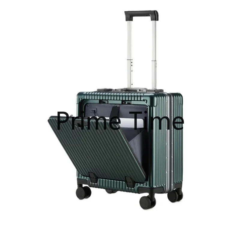 Front opening boarding suitcase can be placed in computer pc aluminum frame password 20 inch universal wheel charging travel