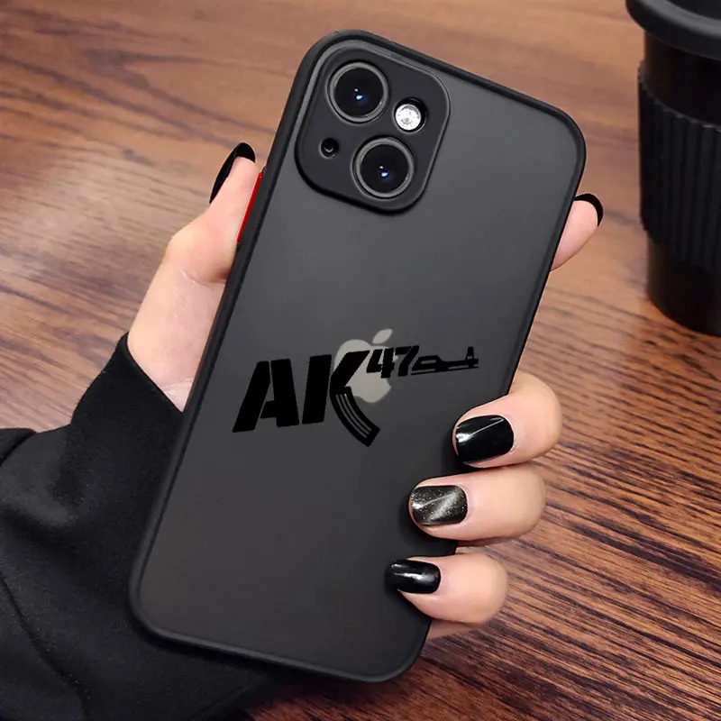 AK 47 For iPhone 15 14 13 12 11 Pro Max XS Max X XR 7 8 Plus 6S 5S Frosted Translucent Funda Phone Case