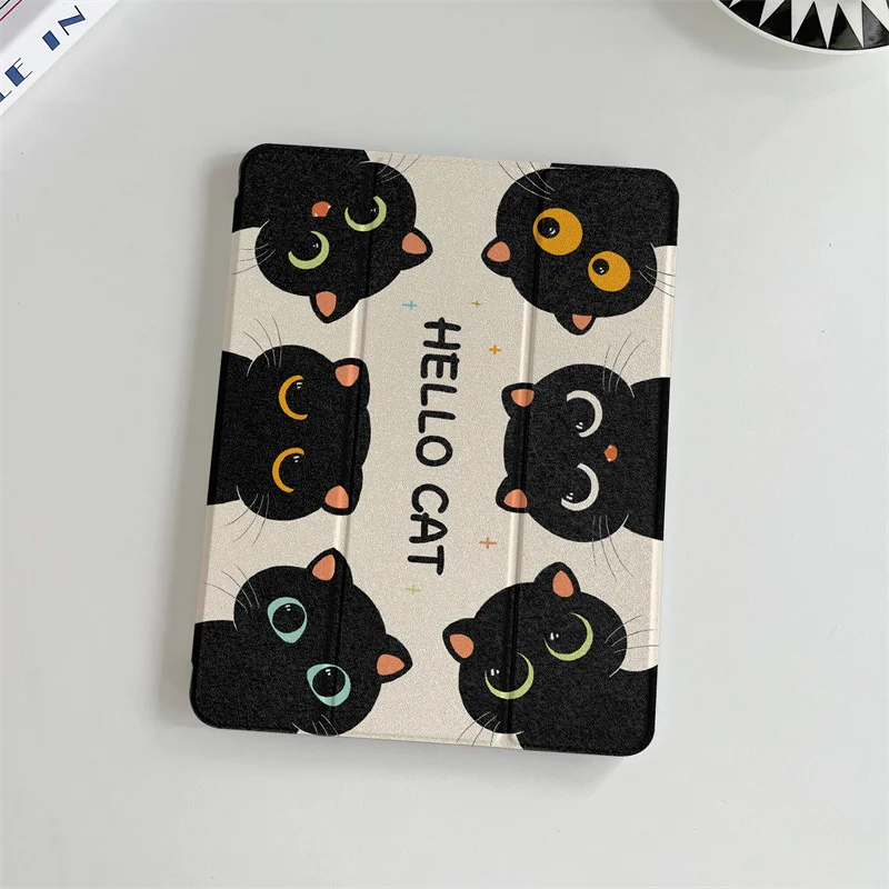 Cute Cat Tablet Case For iPad 11 Pro 11 inch Air 2024 2025 iPad Air 5/4 10.9 10.2 9.7 inch 10.5 mini 7 6 Cover with Pen Holder