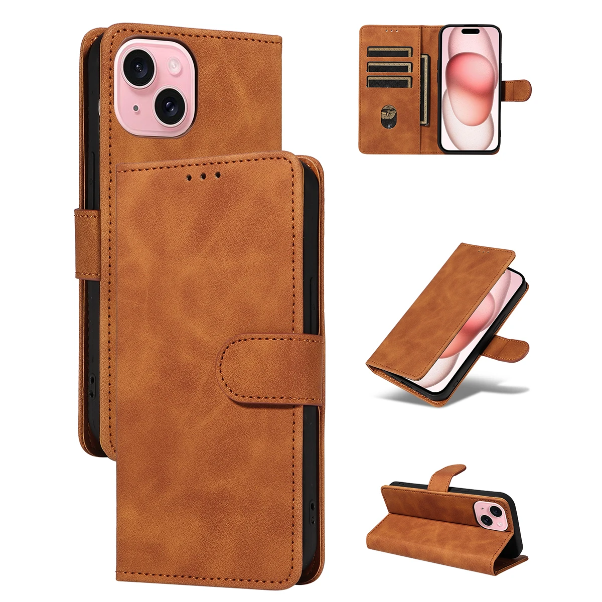 Skin Feel Solid Color Phone Case for Redmi Note 13 Pro 5G Note 13 Pro Plus 5G High-quality Clamshell Wallet Style Phone Case