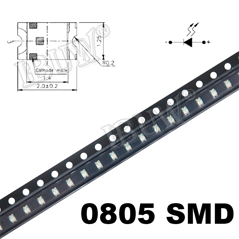 Diode électroluminescente LED SMD, rouge, jaune, vert, blanc, bleu, 100 pièces, 0402, 0603, 0805, 1206, 1210, 3528, 5050, 5730