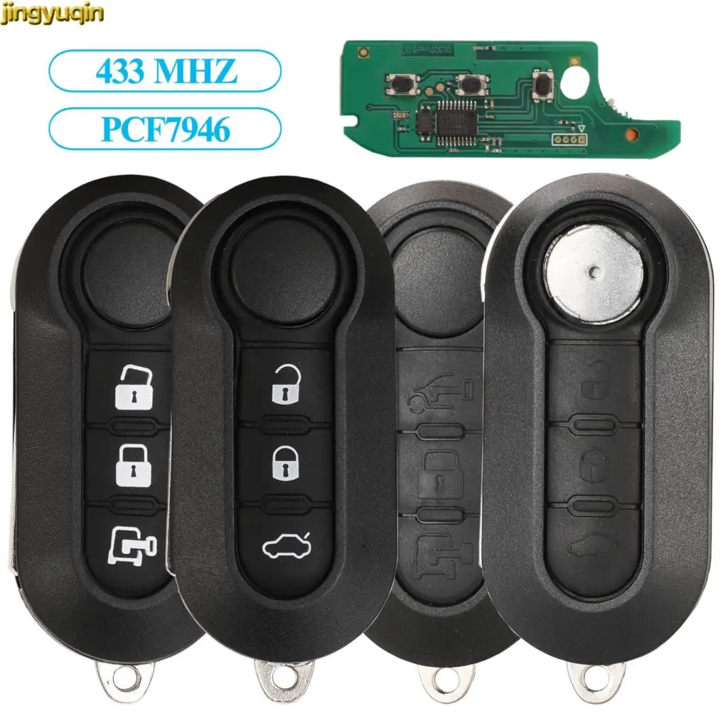 

Jingyuqin Flip Key Remote 433.9MHZ PCF7946 ASK For FIAT 500L MPV Bravo Ducato Punto Panda Citroen Jumper Peugeot Boxer 2008-2015