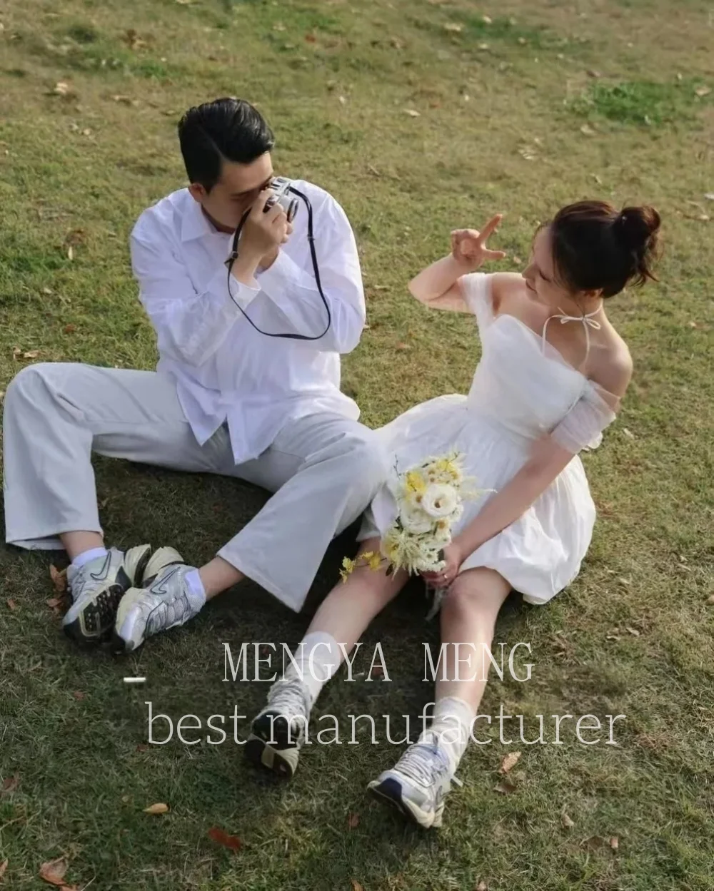 ZHUISHU Sweetheart Korea Korte Trouwjurken Foto's Schieten Off Schouder Corset Bruid Jurk Aangepaste Taft Lijn Bruidsjurk