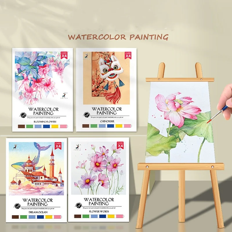 

Watercolor colored sticky note paper, comes with pigment filled watercolor powder, DIY decompression drawing book for painting