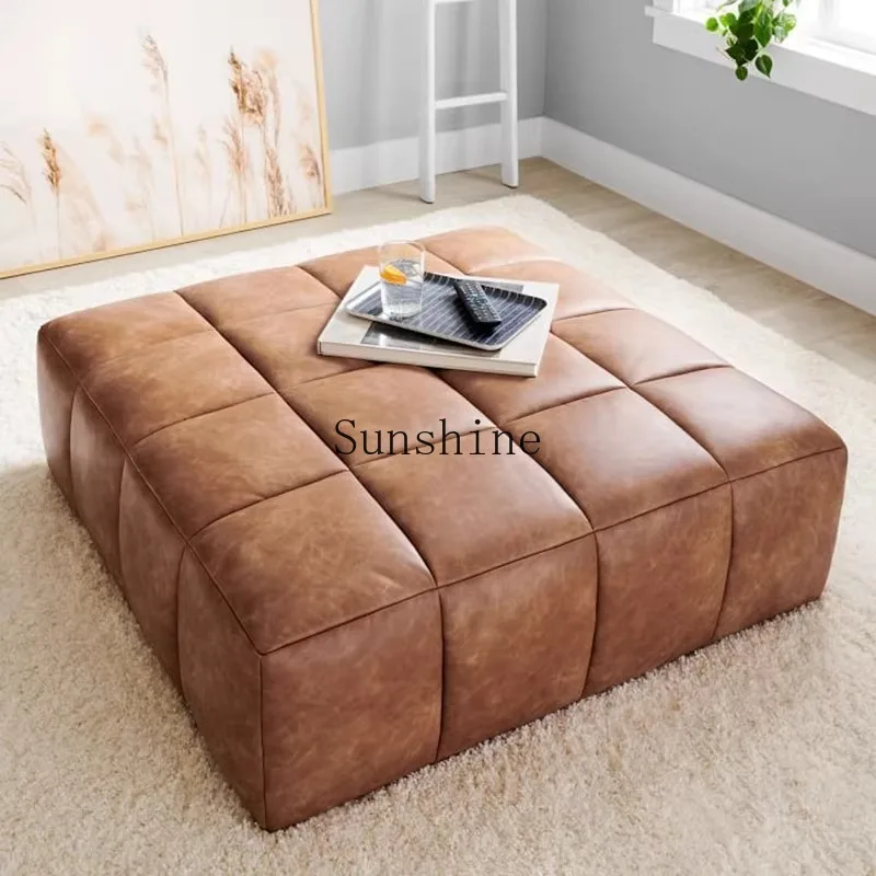 

Light luxury leather sofa stool pedal living room bench