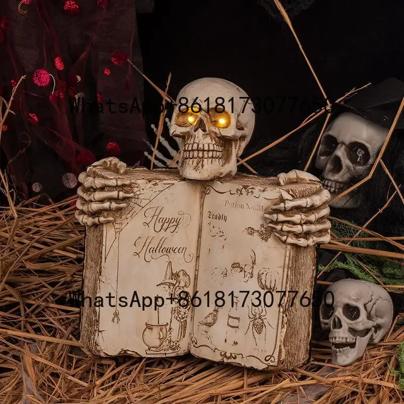 

Halloween Retro Horror Glowing Skull Book Decorating Haunted House Atmosphere Setting Props