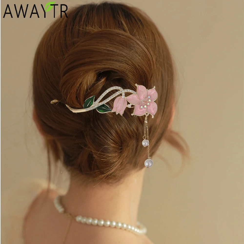 

AWAYTR Plum Blossom Fragrance Hairpin Alloy Floral Decorated Hair Clips Girl Hair Accessories Fashion Barrette Headwear