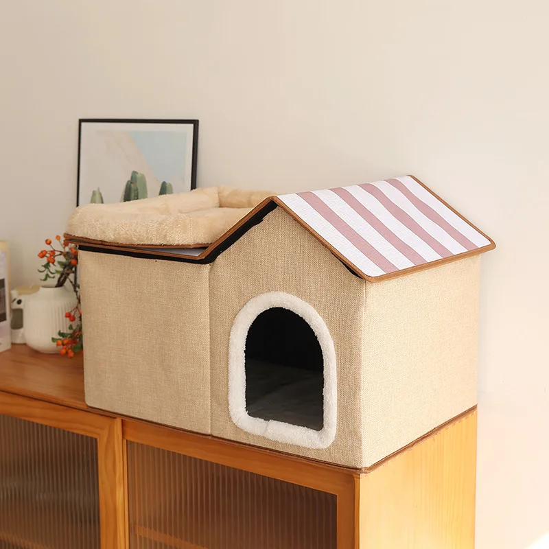 Casa plegable acolchada para gatos de interior, cama cálida - imagen 3