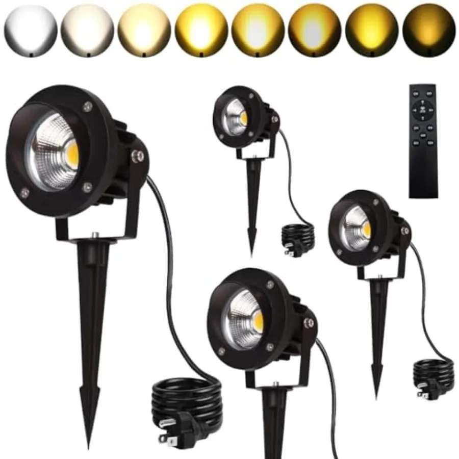 

LED Outdoor Spot Lights120V Landscape Lighting Outdoor Spotlight With Plug Cord 2700K-6500K Stepless Dimmable Landscape Light w