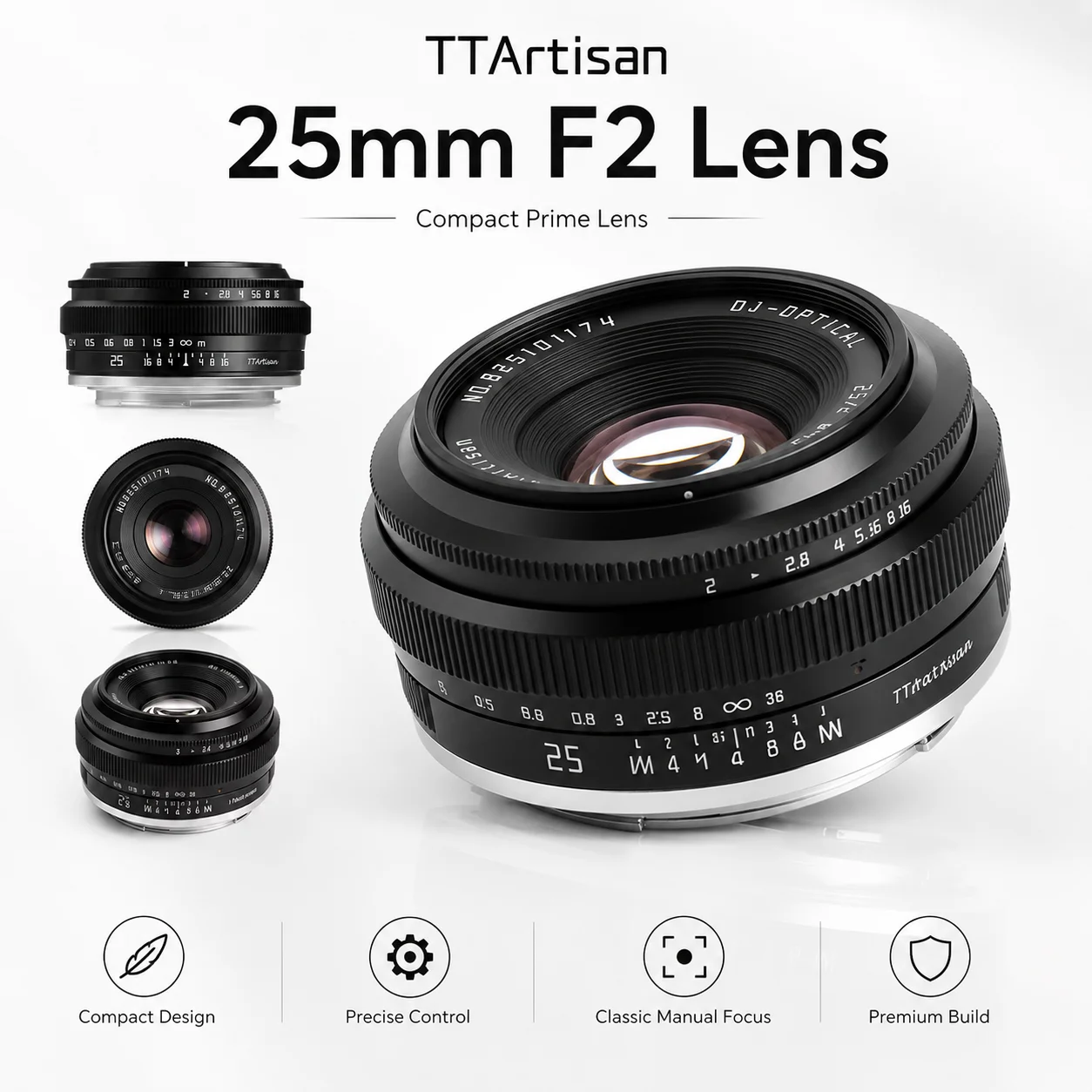 TTArtisan 25mm F2 카메라 렌즈 수동 초점 APS-C 프라임 렌즈 미러리스 카메라 캐논 RF 니콘 Z 소니 E 후지 XF M43 마운트용