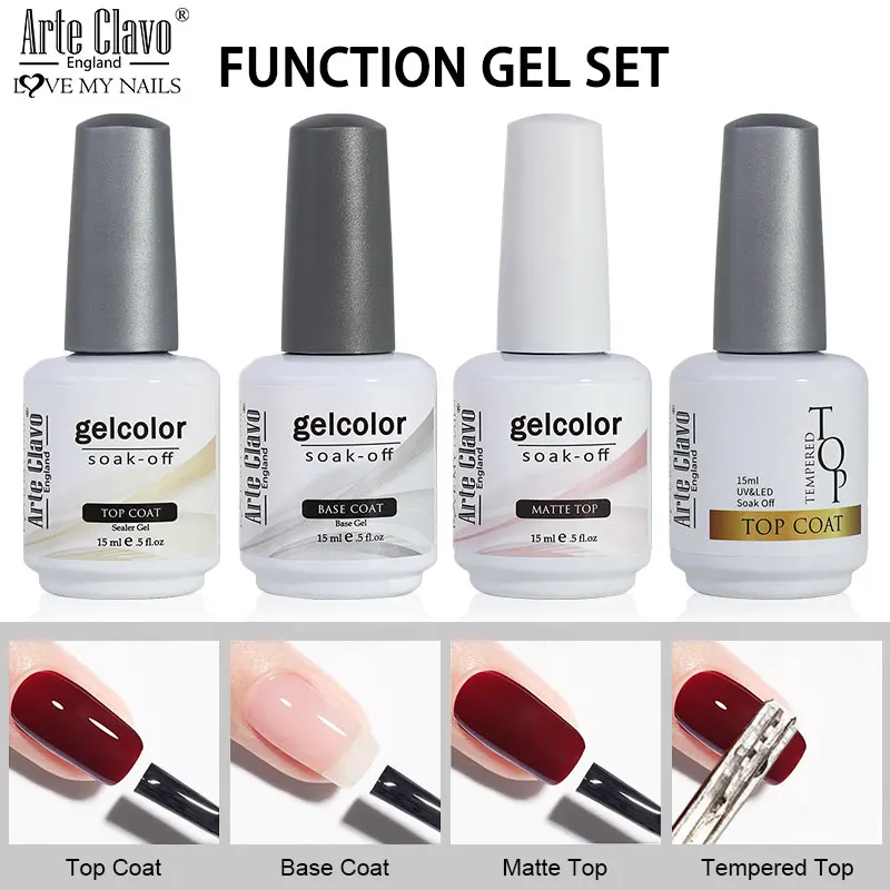 Arte Clavo 4 pezzi smalto UV gel vernici set 15ml nuova serie per unghie art manicure smalto semipermanente bisogno di base top coat