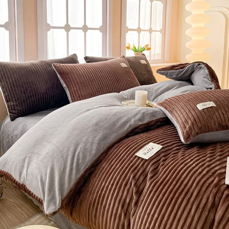 Ultra Soft Long Hair Plush Fluffy Faux Fur Duvet Cover Shaggy Velvet Bedding Quilt Cover Set