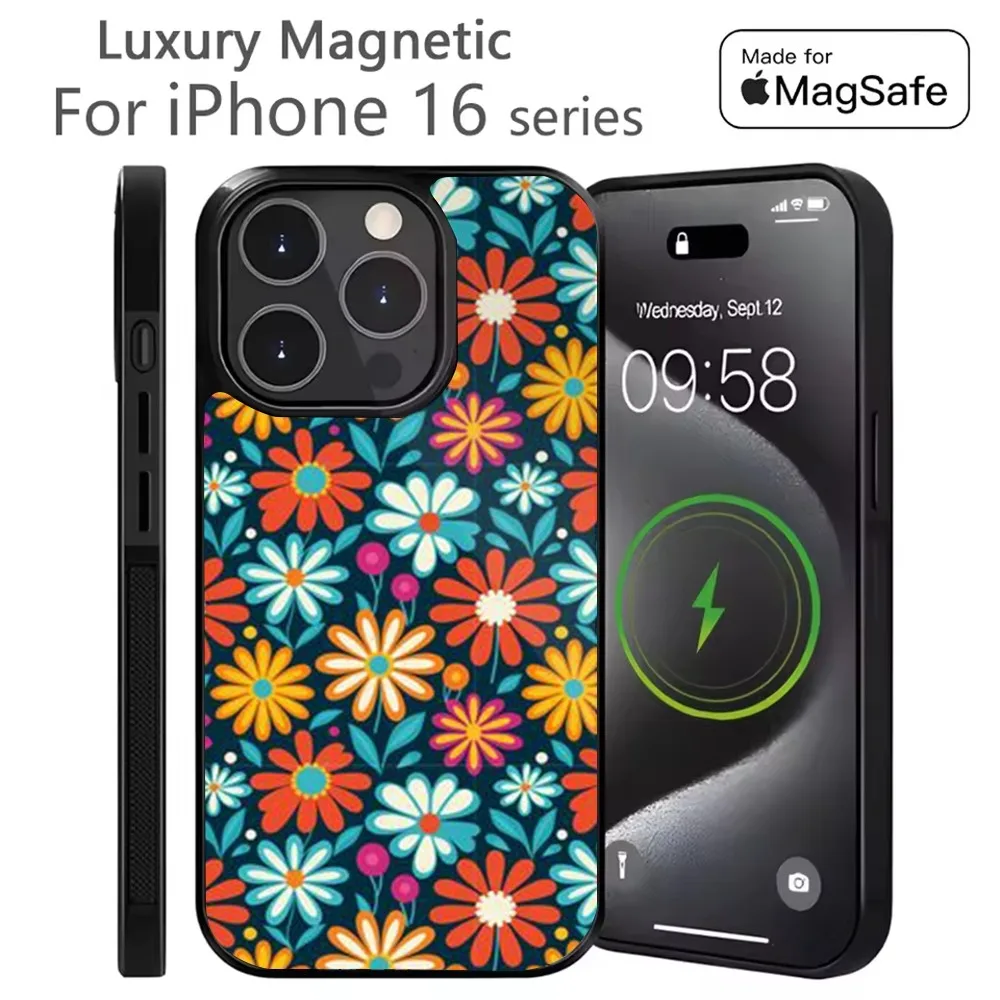 

Hippie Psychedelic floral flowers Phone Case For iPhone 16,15,14,13,12,11,Plus,Pro,Max Mini Magsafe Magnetic Wireless Charging