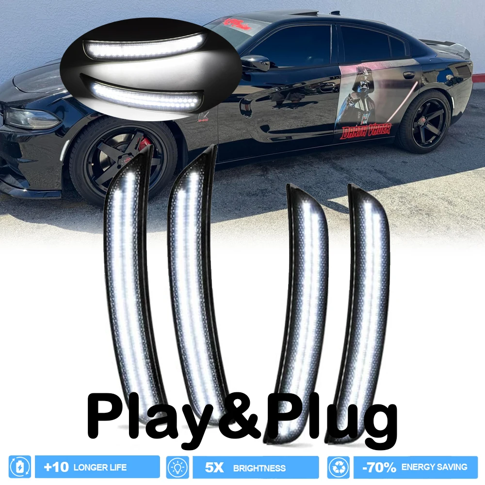 

Дымчатый передний и задний светодиодный боковой габаритный фонарь, отражатель, предупреждающая индикаторная лампа для Dodge Charger 2015-2023, автоаксессуары 68214127AA