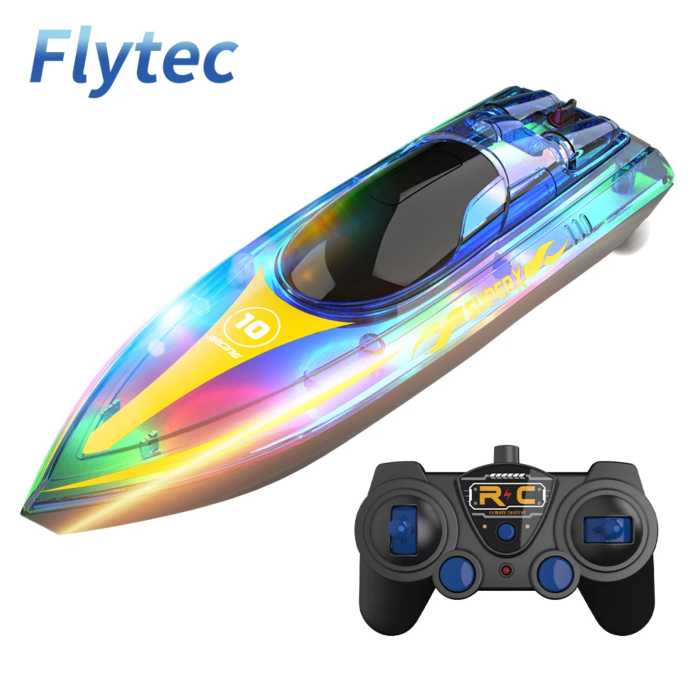 

Flytec Official Store V555 2.4GHz Lighting Racing RC Boat 15KM/H With Transparent Cover & Bright LED Light Effect For Pool Toys