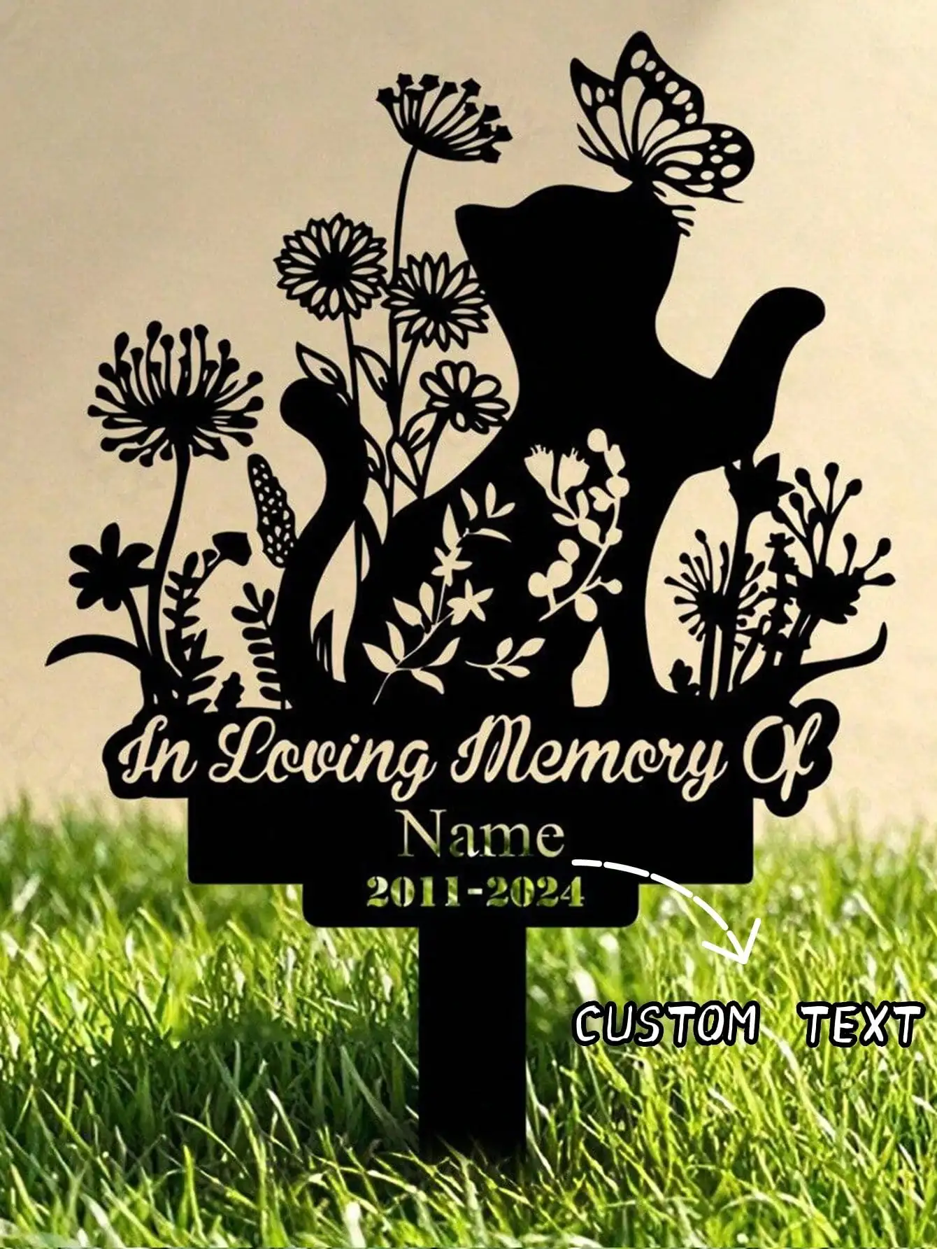 

Memorial Cat Garden Stake Butterfly Flower Pet Remembrance Gift