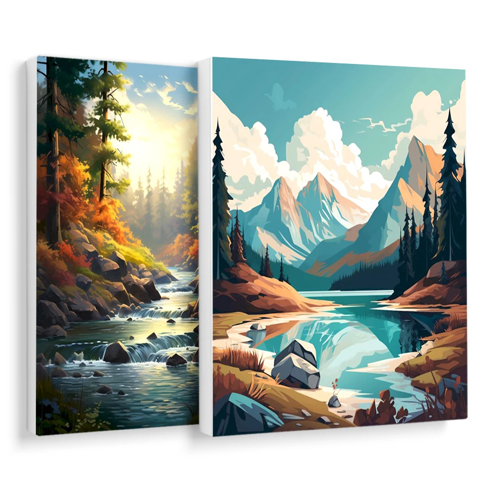 

RUOPOTY Painting By Numbers On Canvas Forest Landscape Paint Pictures By Numbers Acrylic Canvas Art Painting Bedroom Decoration