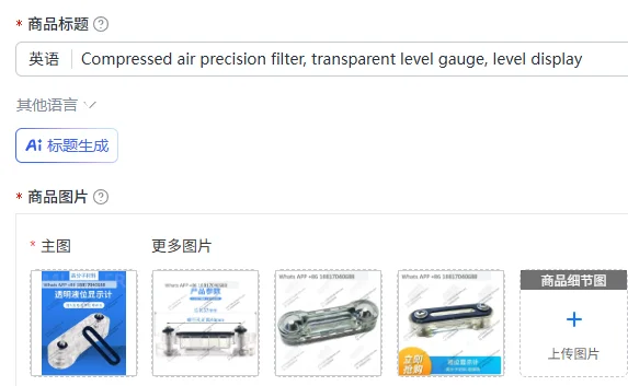 Compressed air precision filter, transparent level gauge, level display