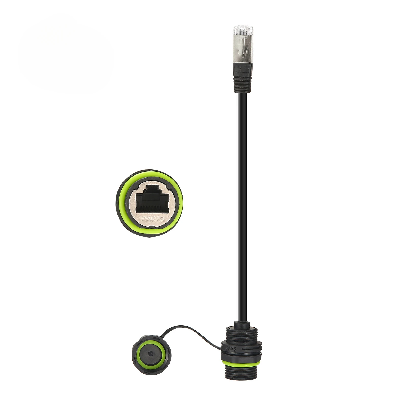 New rj45 panel mount Connector RJ45 CAT6A Ethernet Jack Waterproof connector With network cable 250mm