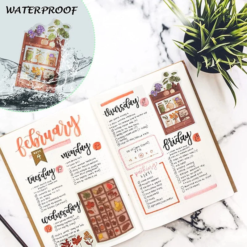 حزمة ملصقات قصاصات عتيقة ، زهور زخرفية عتيقة ، ملصقات شفافة للنباتات ، مشغولات ذاتية الصنع ، مخطط يومي ، من من من من من من من من من