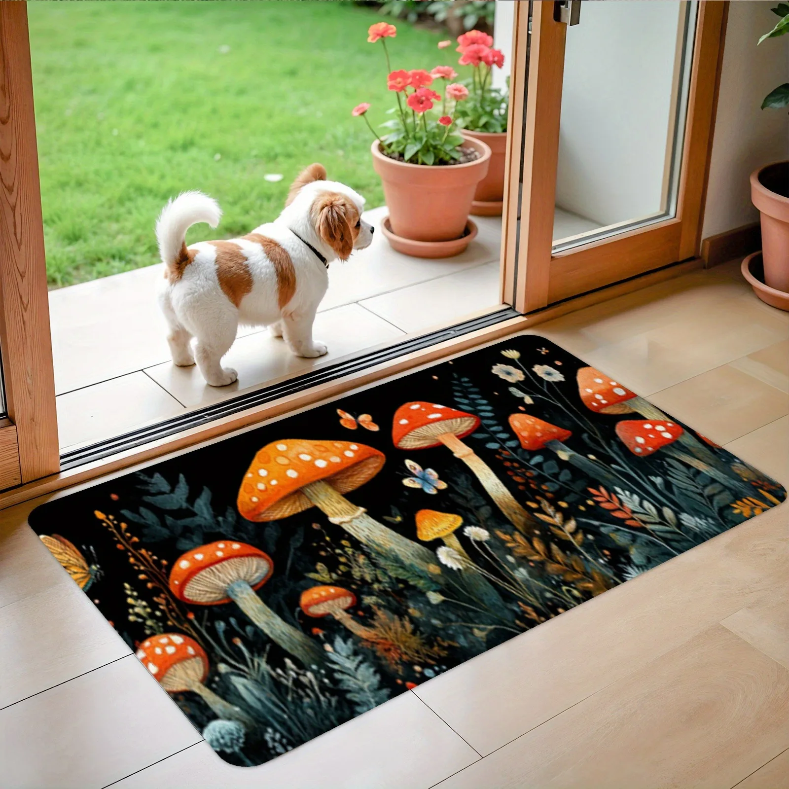 

1PC Mushroom Forest Pattern Kitchen Rug Non-Slip Door Mats Pop design Bathroom Rug Bath Mat Carpet for Home Sink Laundry Decor
