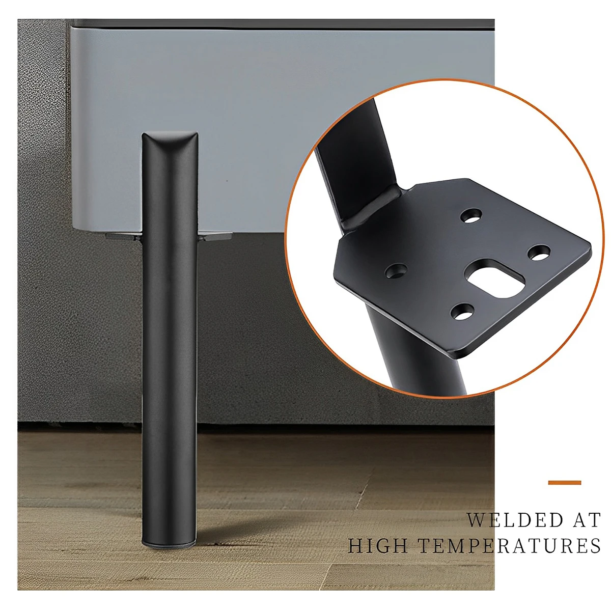 4Pcs Metal Furniture Legs Sofa Replacement Feet w/ Silicone Pads Modern Style Furniture Legs Side Mounted Furniture Support Legs